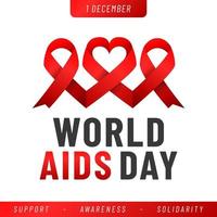 World AIDS day poster. Aids Awareness Red Ribbon. Vector illustration.