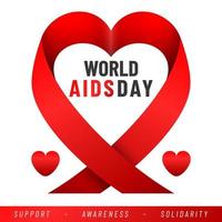 World AIDS day poster. Aids Awareness Red Ribbon. Vector illustration.