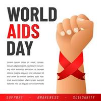 World AIDS day poster. Aids Awareness Red Ribbon. Vector illustration.