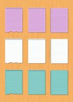 Set of notebook papers in different colors vector