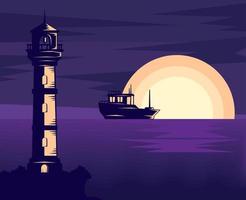 seascape with lighthouse vector