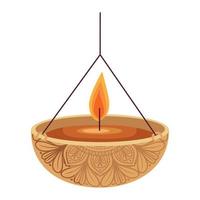 wooden diwali lantern hanging vector