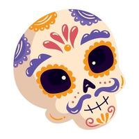 calavera mexicana con bigote vector