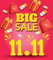 11 11 shopping day red color vector