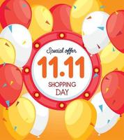 11 11 shopping day poster vector