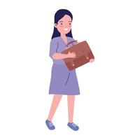 teenager girl with portfolio vector