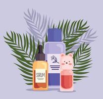 tres productos de belleza coreanos vector