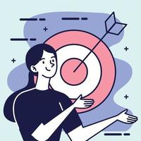 young woman with success target vector