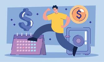 man running with money vector