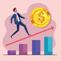 businessman climbing in statistics vector