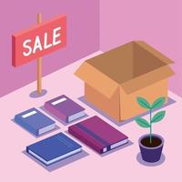 sale label and books vector
