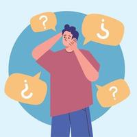 man and question marks vector