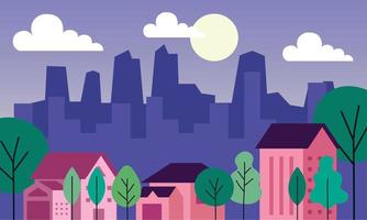 houses and buildings sunset vector