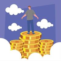 man with coins money vector