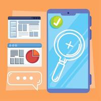 smartphone with webpages templates vector