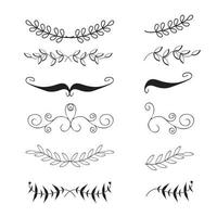 Vector hand drawn floral elements. Decor elements in doodle style.