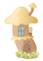 Mushroom house carton illustration. PNG with transparent background.