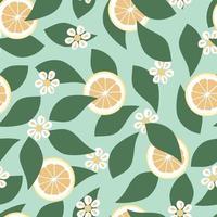 Green tea with lemon seamless vector pattern