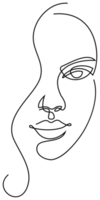 Woman face with one line. PNG with transparent background.