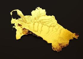 Turkmenistan Map Golden metal Color Height map Background 3d illustration photo