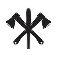 Vintage carpentry woodword mechanic axes chisel cross. Can be used like emblem, logo, badge, label. mark, poster or print. Monochrome Graphic Art. Vector