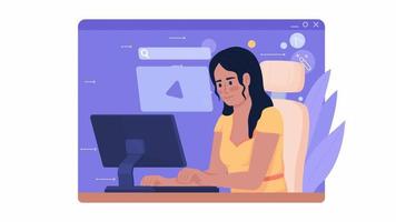 animiertes isoliertes Video-Tutorial. e lernen. Anweisungen. gelooptes HD-Videomaterial mit flachen 2D-Charakteren und Alphakanal. bunte animation auf transparentem hintergrund für website, soziale medien video