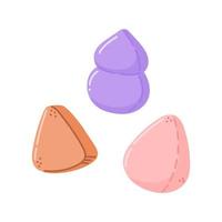 Makeup blending sponges set for all kinds of cosmetics. Hand drawn beauty blender. Tool for makeup in cartoon style. Vector illustration isolated on white background.