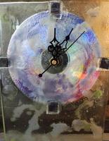 Homemade clock, art in glass photo