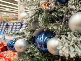 Christmas decorations.   Good New Year spirit. Toys on the Christmas tree. photo