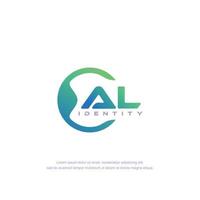 AL Initial letter circular line logo template vector with gradient color