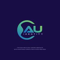 AU Initial letter circular line logo template vector with gradient color