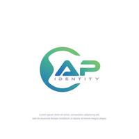AP Initial letter circular line logo template vector with gradient color