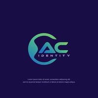 AC Initial letter circular line logo template vector with gradient color