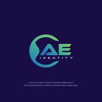 AE Initial letter circular line logo template vector with gradient color