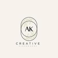 AK Initial Letter Flower Logo Template Vector premium vector art