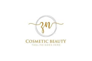 initial ZN Feminine logo beauty monogram and elegant logo design, handwriting logo of initial signature, wedding, fashion, floral and botanical with creative template. vector