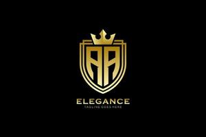 initial AA elegant luxury monogram logo or badge template with scrolls and royal crown - perfect for luxurious branding projects vector