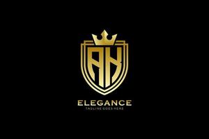 initial AK elegant luxury monogram logo or badge template with scrolls and royal crown - perfect for luxurious branding projects vector