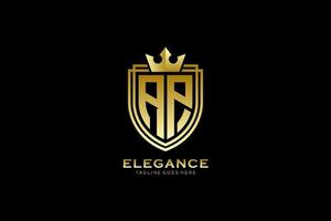 initial AP elegant luxury monogram logo or badge template with scrolls and royal crown - perfect for luxurious branding projects vector