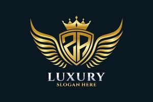 Luxury royal wing Letter ZA crest Gold color Logo vector, Victory logo, crest logo, wing logo, vector logo template.