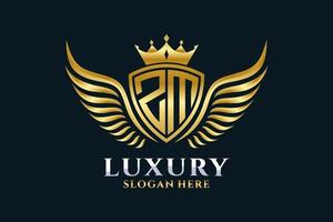 Luxury royal wing Letter ZM crest Gold color Logo vector, Victory logo, crest logo, wing logo, vector logo template.