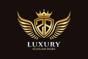 Luxury royal wing Letter ZB crest Gold color Logo vector, Victory logo, crest logo, wing logo, vector logo template.