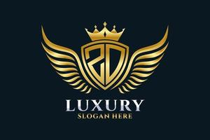 Luxury royal wing Letter ZO crest Gold color Logo vector, Victory logo, crest logo, wing logo, vector logo template.