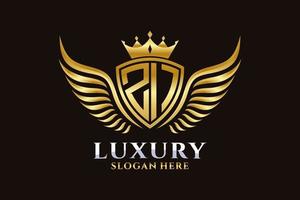 Luxury royal wing Letter ZI crest Gold color Logo vector, Victory logo, crest logo, wing logo, vector logo template.