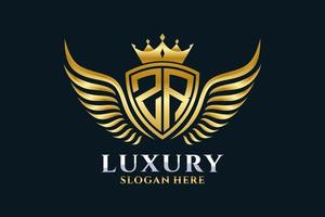 Luxury royal wing Letter ZR crest Gold color Logo vector, Victory logo, crest logo, wing logo, vector logo template.