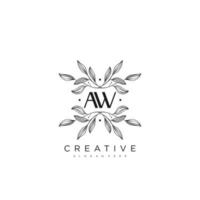 AW Initial Letter Flower Logo Template Vector premium vector art
