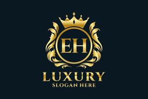 Initial EH Letter Royal Luxury Logo template in vector art for luxurious branding projects and other vector illustration.