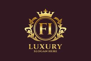 Initial FI Letter Royal Luxury Logo template in vector art for luxurious branding projects and other vector illustration.