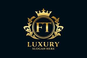 Initial FT Letter Royal Luxury Logo template in vector art for luxurious branding projects and other vector illustration.