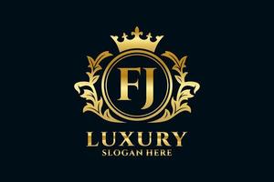 Initial FJ Letter Royal Luxury Logo template in vector art for luxurious branding projects and other vector illustration.
